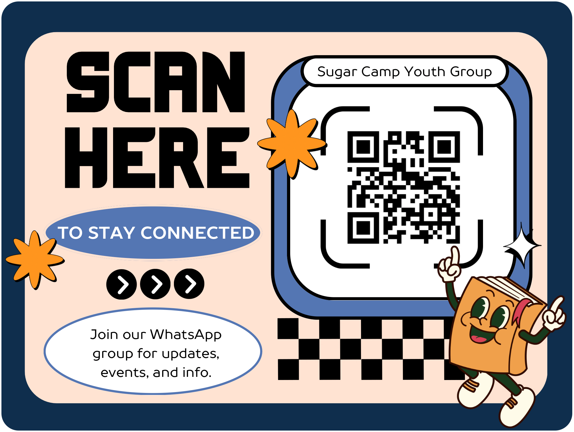 Scan QR code to join Sugar Camp Youth Group WhatsApp